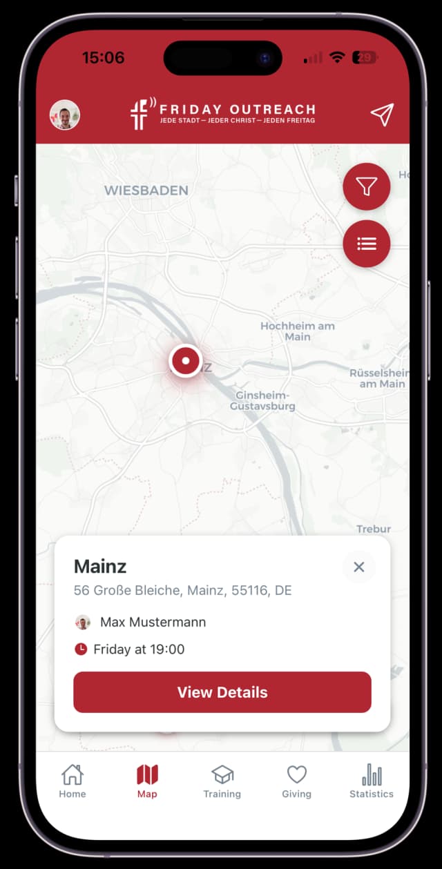 Friday Outreach App on Phone